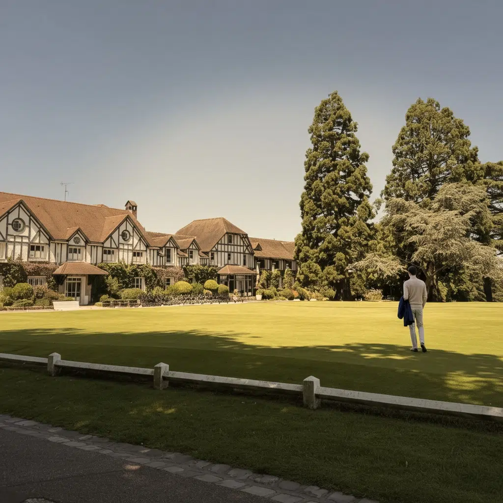 Lumière de fin de journée sur le green — détente élégante